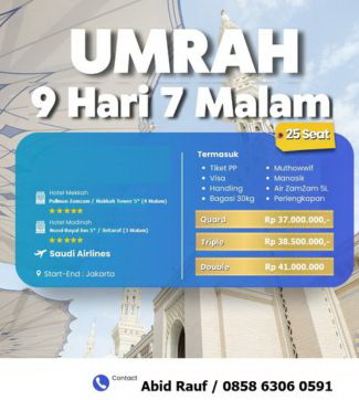 Paket Umrah Naura, BTT- Asa Tour,  5*, 9 Hari / 7 Malam, Plus Kereta Cepat , Keberangkatan  10 Desember 2025 